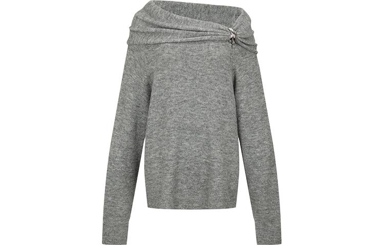 URBAN REVIVO Sweaters Women's Light Gray Heather Gray Boat Neck Moderate Other