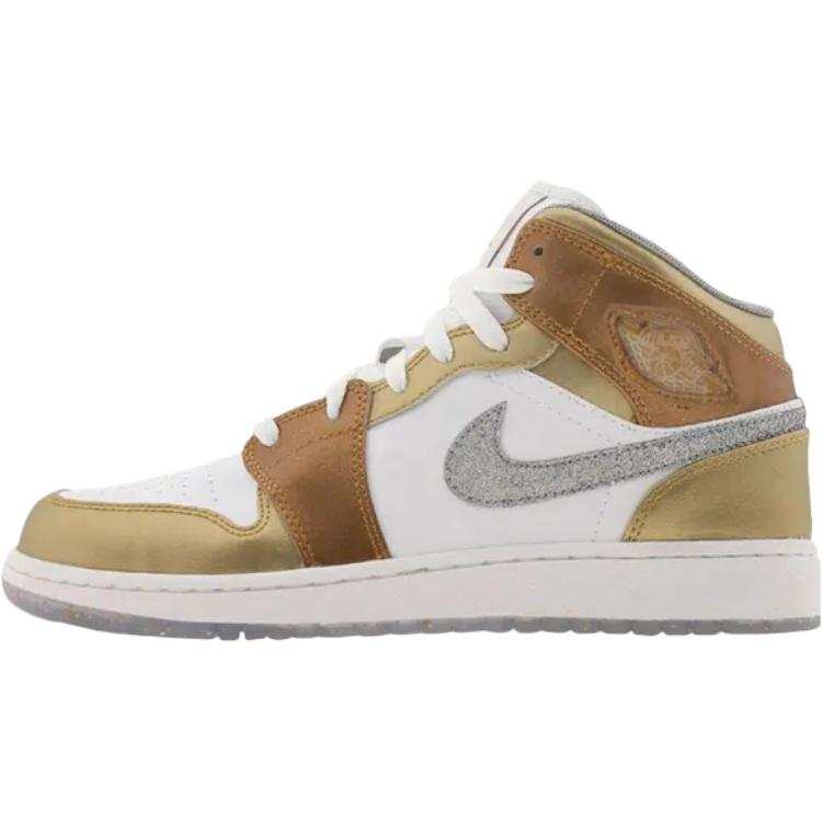 Jordan Jordan Air Jordan 1 Leather Basketball Shoes White Gold Unisex