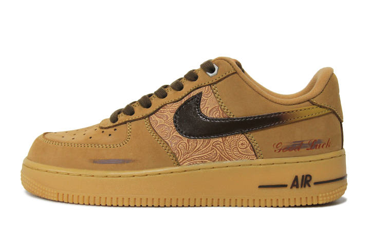 Nike Nike Air Force 1 Walking Planet GOOD LUCK Slip Resistant Low top Skateboard Shoes Unisex Wheat Brown