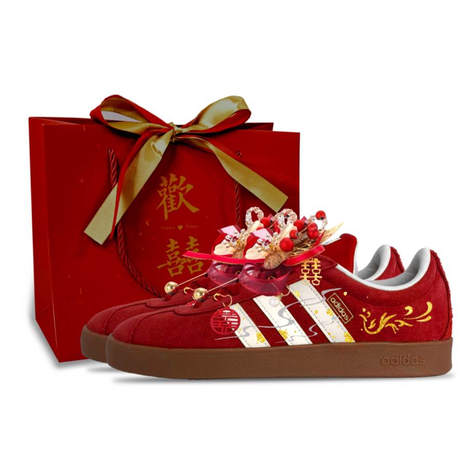 Adidas Adidas Vl Court Classic Chinese Wedding Abrasion Resistant Low top Skateboard Shoes Unisex