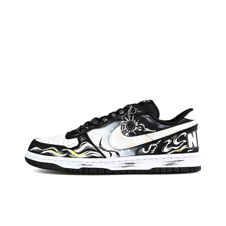 Nike Nike Big Cushioning Abrasion Resistant Lightweight Slip Resistant Low top Skateboard Shoes Men's White Black