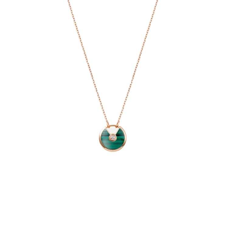CARTIER Amulette De Cartier Collection 18K Gold Diamond Long Necklace Unisex Rose Gold