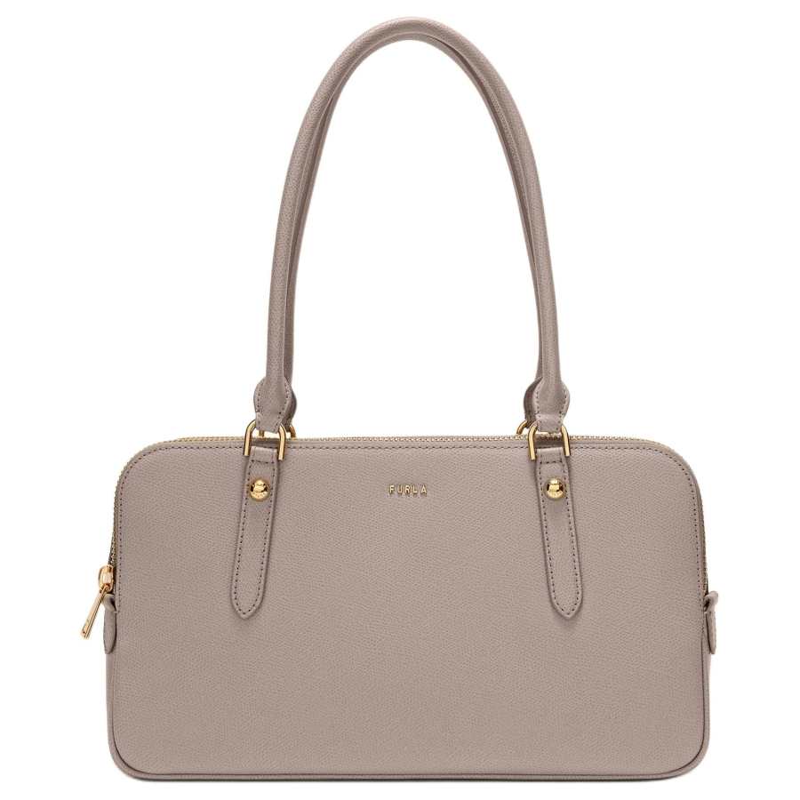 Furla Textured Leather Shoulder Bag Medium Women's Linen