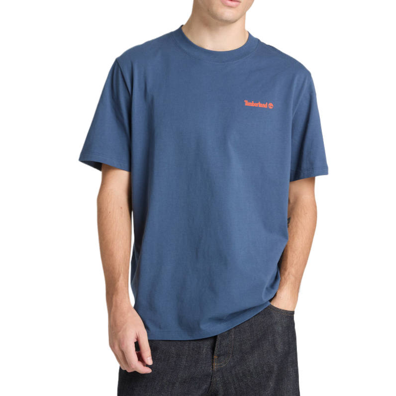 Timberland T Shirts Men's Blue Crew Neck Moderate Straight Fit