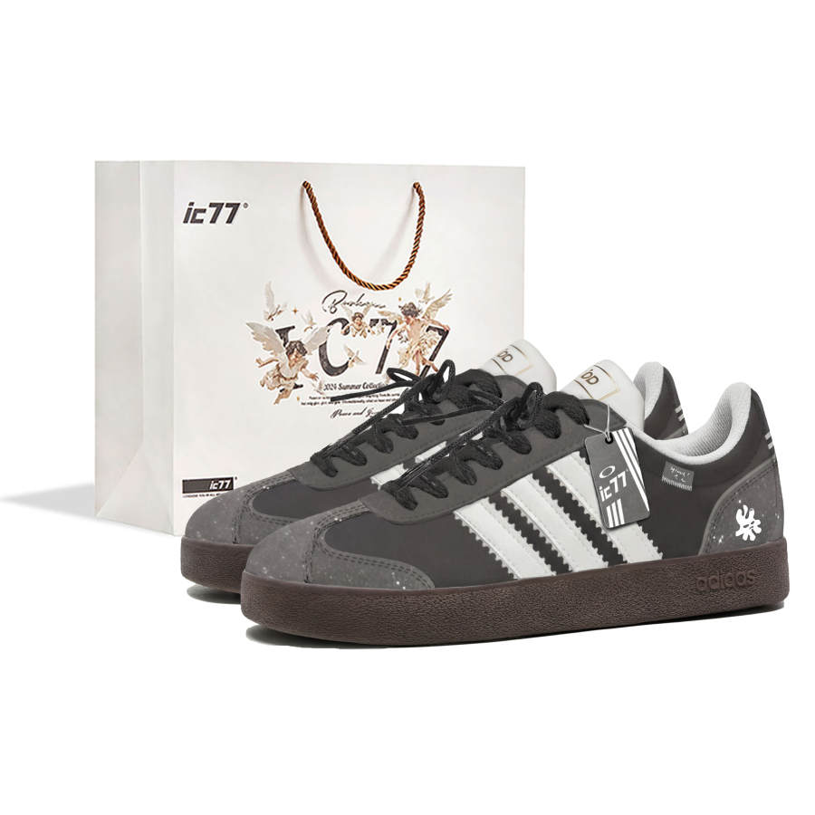 Adidas Adidas Vl Court Classic Gray Seal, Box Cushioning, Wear Resistant Low top Skateboard Shoes Unisex Dark Gray