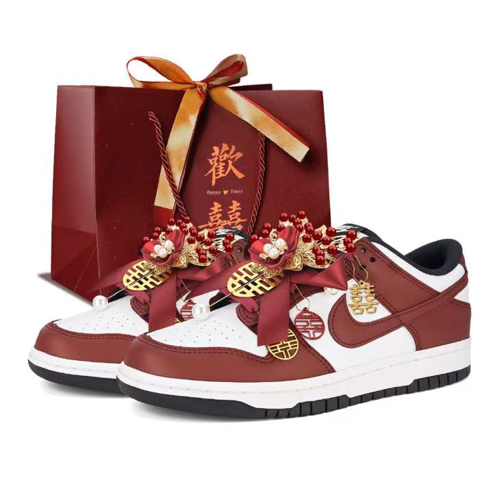 Nike Nike Dunk Wedding Shoes Leather Abrasion Resistant Slip Resistant Abrasion Resistant Slip Resistant Low top