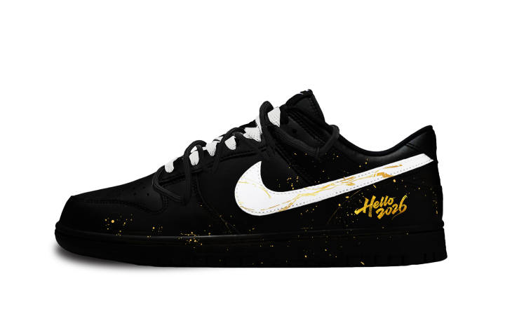 Nike Nike Dunk Black Flame Gilded Abrasion Resistant Slip Resistant Low top Skateboard Shoes Unisex Black