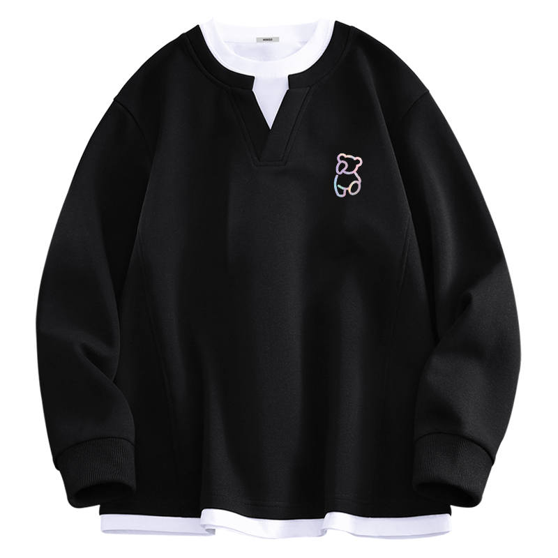 MINISO MINISO Sweatshirts Unisex V Neck Moderate Mock Two Piece