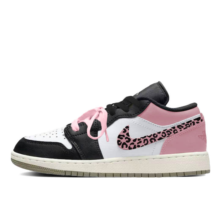 Jordan Jordan Air Jordan 1 Sweet Wild Black Pink Synthetic Leather, Leather Slip Resistant Abrasion Resistant Low top