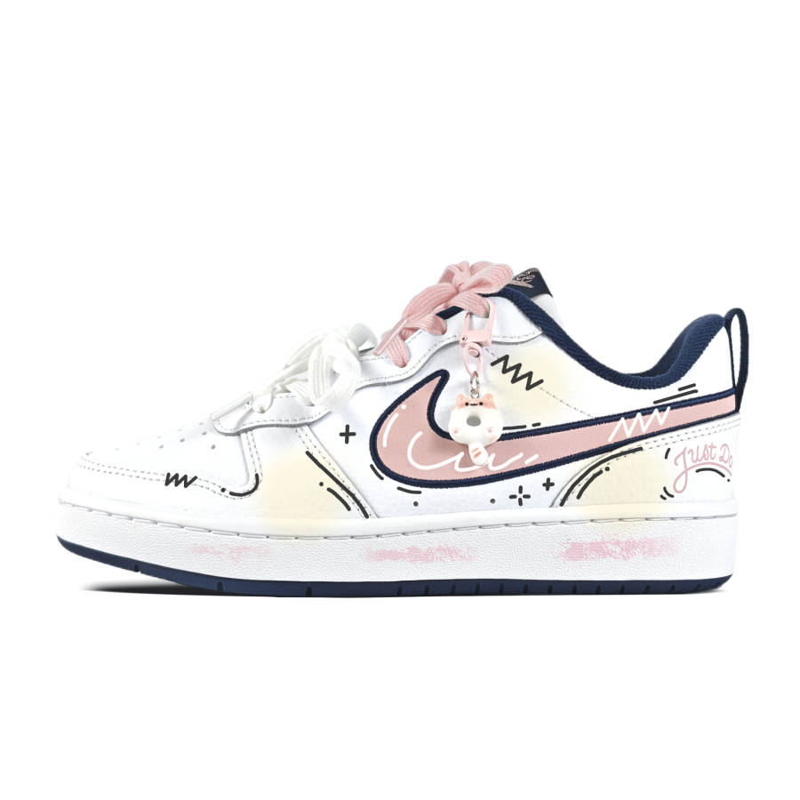 Nike Nike Court Borough Graffiti Anime, Yellow Abrasion Resistant Slip Resistant Skateboard Shoes White Teenagers