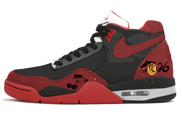 Nike Nike Flight Legacy Slip Resistant Mid top Vintage Basketball Shoes Unisex Black Red