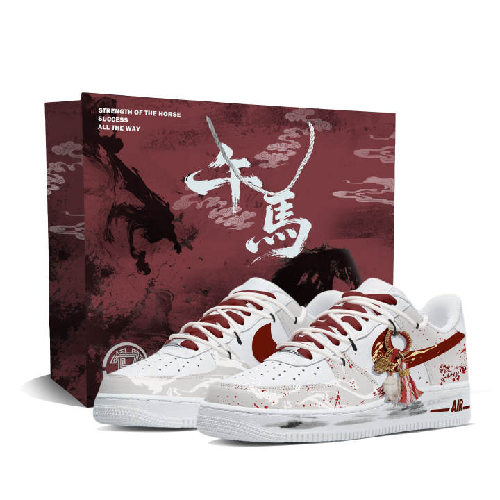 Nike Nike Air Force 1 Red Rabbit Horse Leather Abrasion Resistant Low top Skateboard Shoes Men's White Red