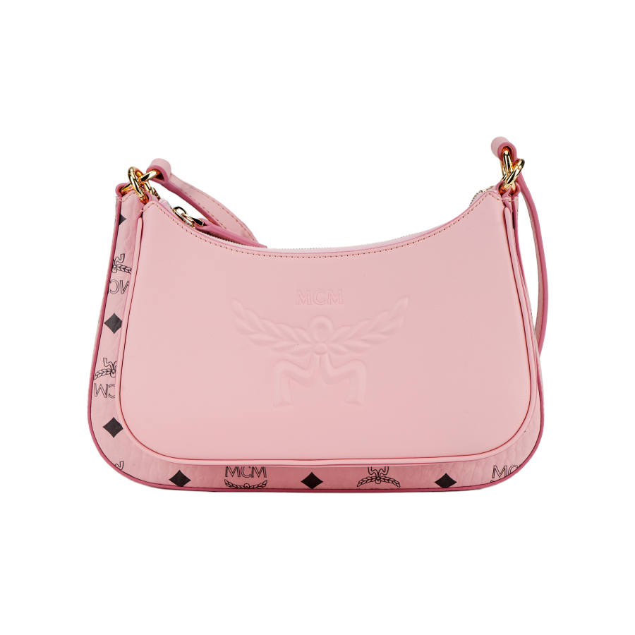 MCM Leather Crossbody Handbag, Shoulder Bag Small Women's Pink