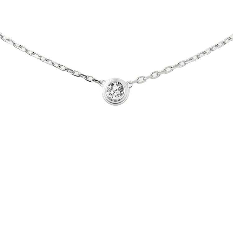 CARTIER D'Amour Collection Diamond 18K White Gold Necklaces Unisex White Gold