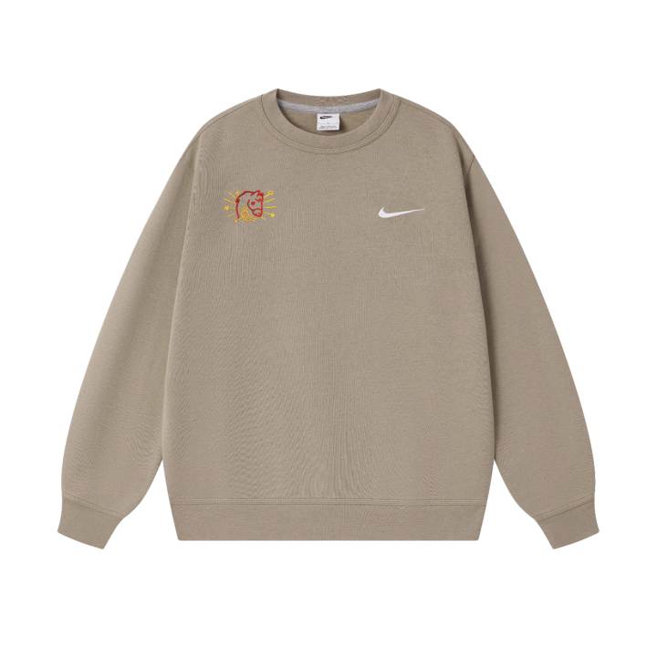Nike Nike Club Sweatshirts Men's Khaki Crew Neck Thickened Regular