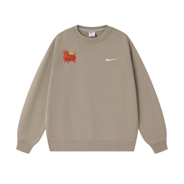 Nike Nike Club Sweatshirts Men's Khaki Crew Neck Thickened Regular
