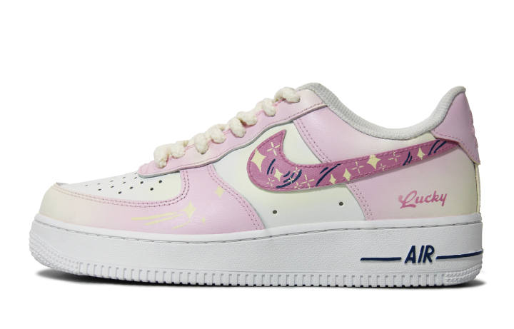 Nike Nike Air Force 1 Walking Planet, Pink Star Gummies Abrasion Resistant Abrasion Resistant Low top Skateboard Shoes