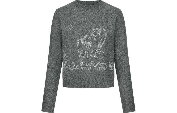 URBAN REVIVO Sweaters Women's Cool Gray Crew Neck Moderate Other