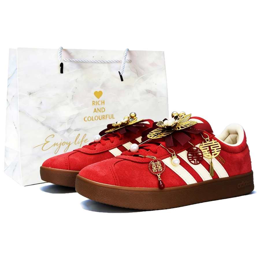 Adidas Adidas Vl Court Classic Year Of The Horse CNY Lightweight And Breathable Low top Skateboard Shoes Unisex Red