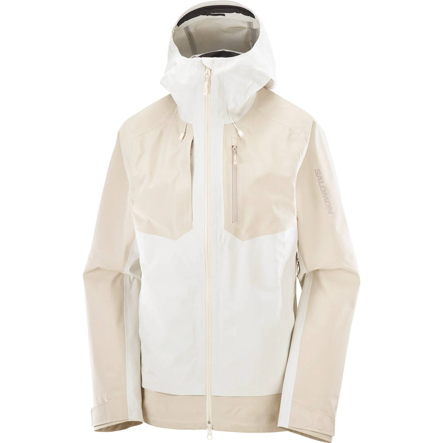 SALOMON OUTLINE Jackets Women's Soft White/Silver Cloud Hooded Non Detachable Moderate Straight Fit
