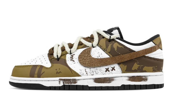 Nike Nike Dunk Maps Street 1 Slip Resistant Abrasion Resistant Low top Skateboard Shoes Unisex Brown White