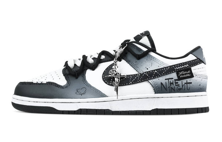 Nike Nike Dunk Sniper Catcher 2 Leather Slip Resistant Abrasion Resistant Low top Skateboard Shoes Black White Kids'