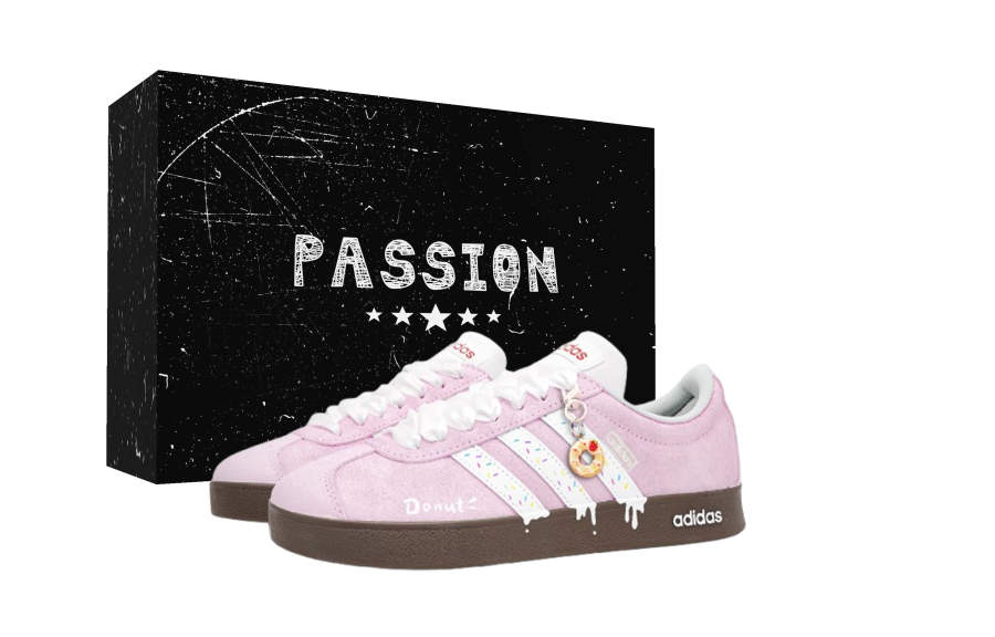 Adidas Adidas VL COURT 2.0 Pink Circle Board Cushioning Abrasion Resistant Cushioning, Wear Resistant Low top Skateboard Shoes