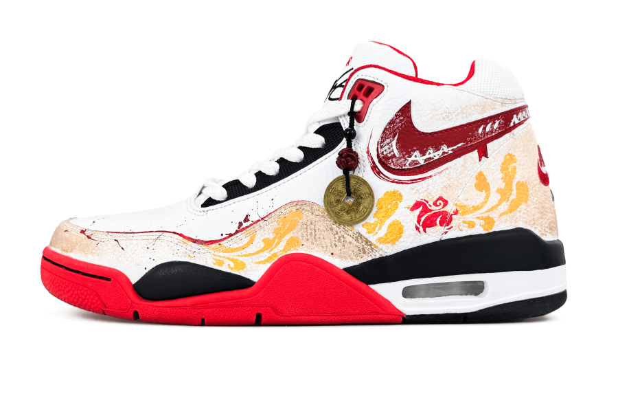 Nike Nike Flight Legacy Abrasion Resistant Mid top Vintage Basketball Shoes Unisex White Red