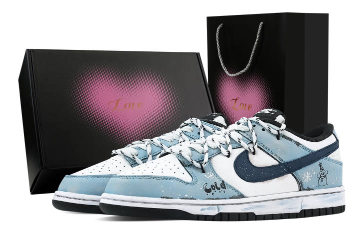 Nike Nike Dunk Winter Messenger 1 Heart Box Slip Resistant Abrasion Resistant Low top Skateboard Shoes Unisex Blue White