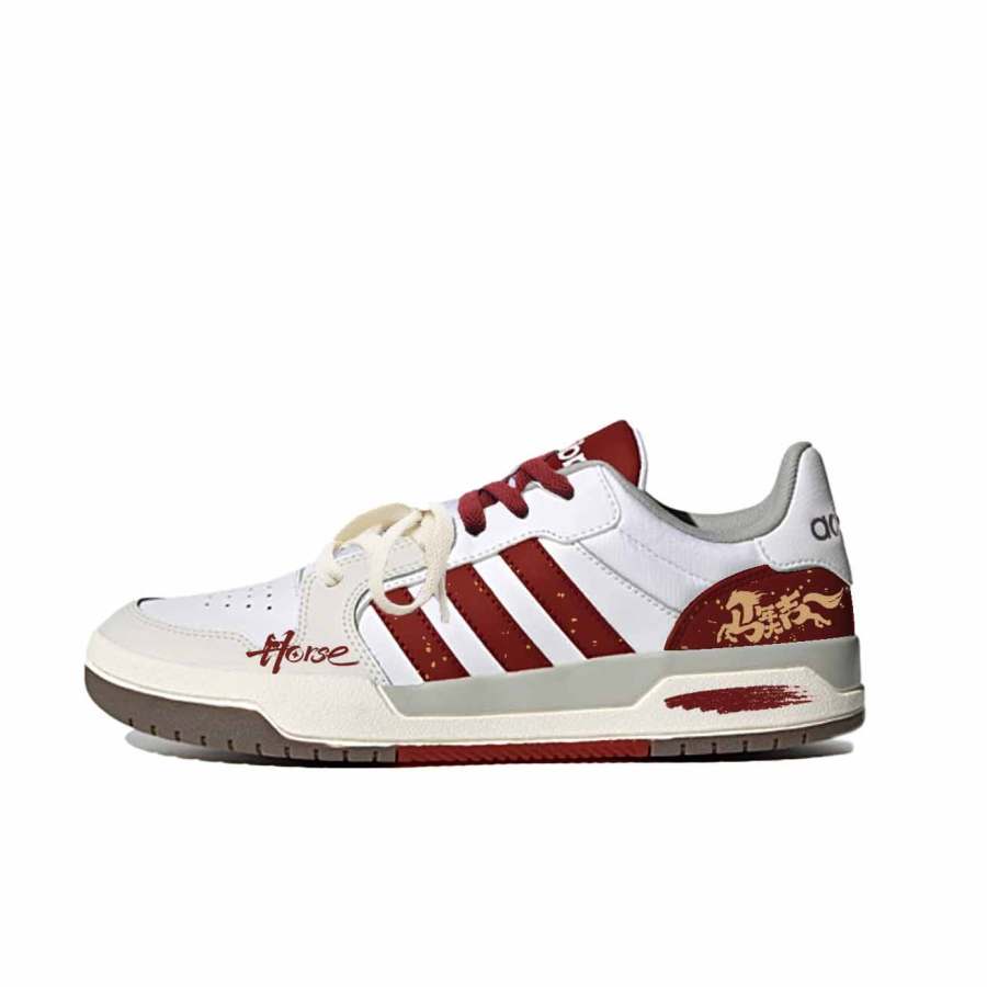 Adidas Adidas ENTRAP Scarlet Horse Auspicious Abrasion Resistant Slip Resistant Low top Skateboard Shoes Unisex White Red