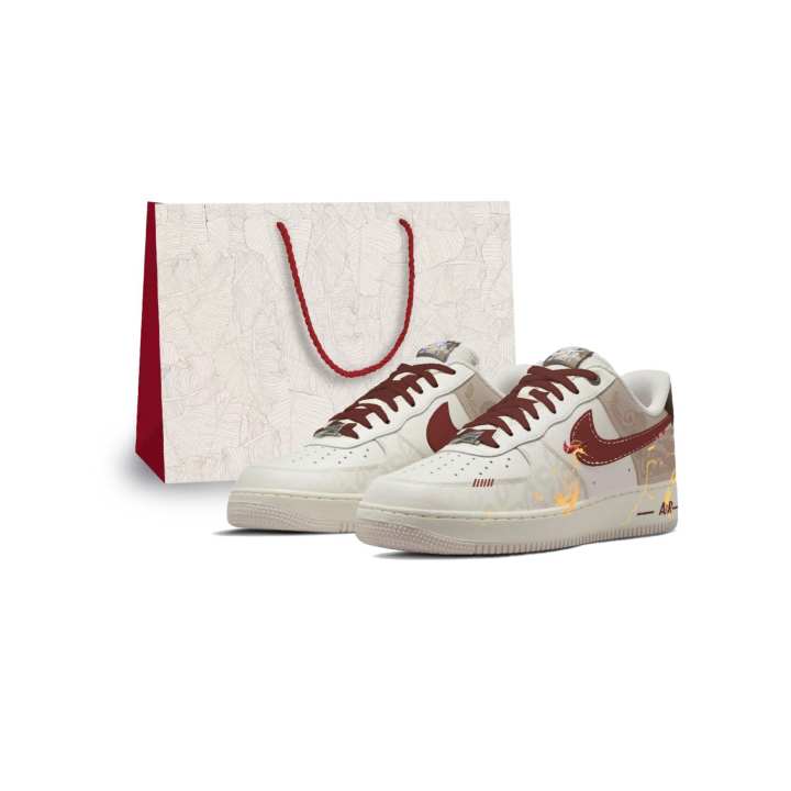 Nike Nike Air Force 1 07 Pegasus Pack Leather Breathable Low top Skateboard Shoes Men's White Red