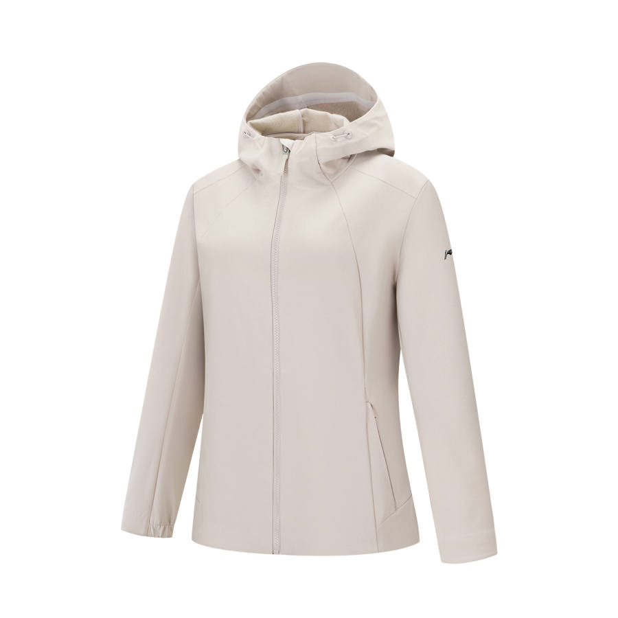 Li-Ning Li Ning Gold Logo | Windproof Fleece Lined Hooded Solid Color Zippers Versatile Sports Trench Coat Women's