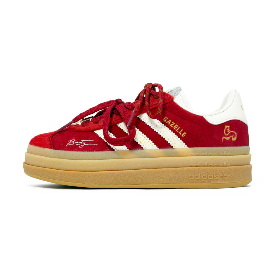 Adidas Originals Gazelle Leather Abrasion Resistant Height Increasing Low top German Army Trainers Unisex China Red