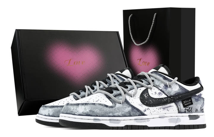 Nike Nike Dunk Lightning Scenery 2 Heart Box Leather Slip Resistant Abrasion Resistant Low top Skateboard Shoes Gray White