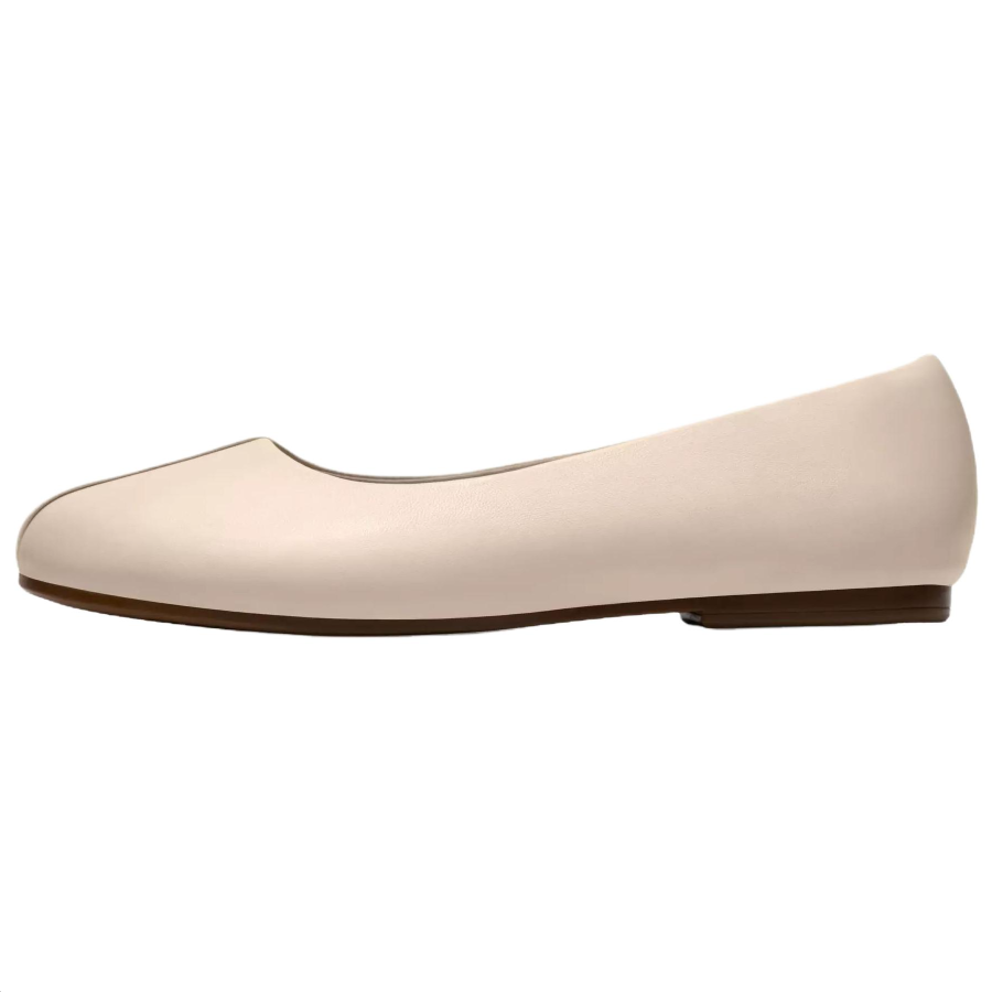 Clarks Livia Lily Leather Casual Shoes 1CM Women's Cream