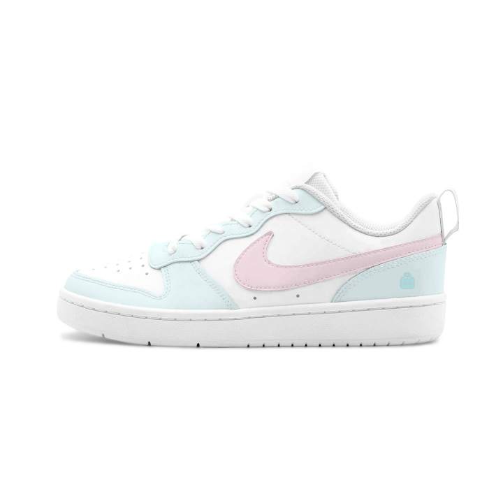Nike Custom Nike Court Borough 2 Cloud Pink Mist Leather Cushioning Abrasion Resistant Slip Resistant Low top