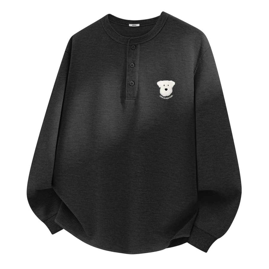MINISO T Shirts Unisex Henry Collar Moderate Straight Fit
