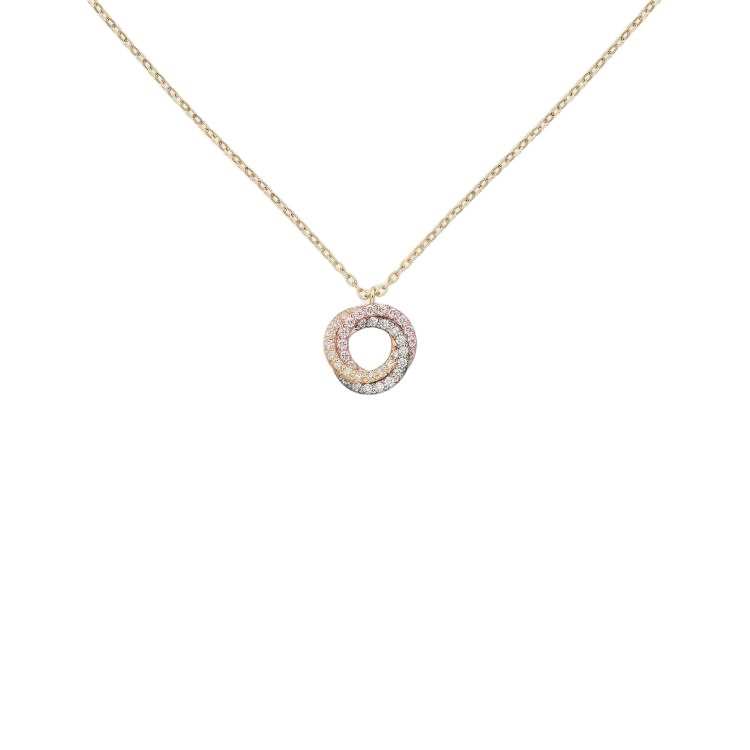 CARTIER Trinity Series 18K Gold Diamond Necklaces Unisex Multicolor