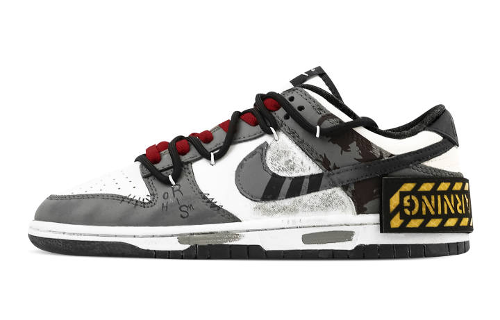 Nike Nike Dunk Warning Urban Techwear 1 Slip Resistant Abrasion Resistant Low top Skateboard Shoes Unisex Gray White