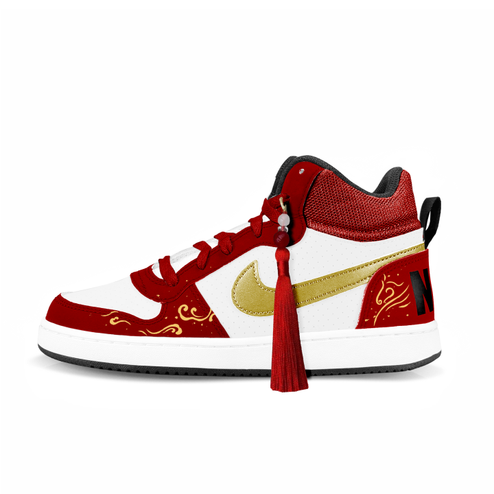 Nike Nike Spring Festival Ruyi Synthetic Leather Slip Resistant Mid top Skateboard Shoes Red Unisex
