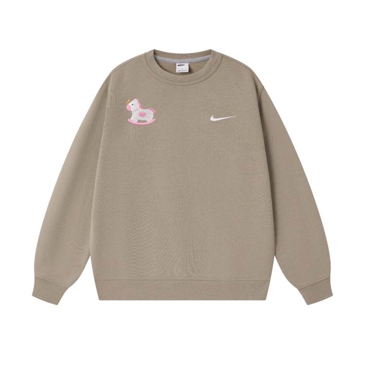 Nike Nike Club Sweatshirts Men's Khaki Crew Neck Thickened Regular