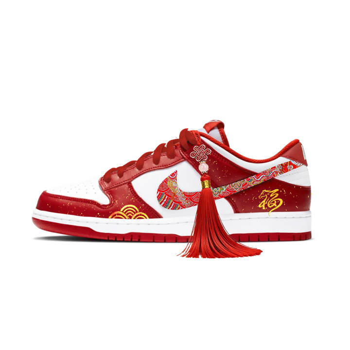 Nike Nike Dunk Low top Skateboard Shoes Men's Red White Gold