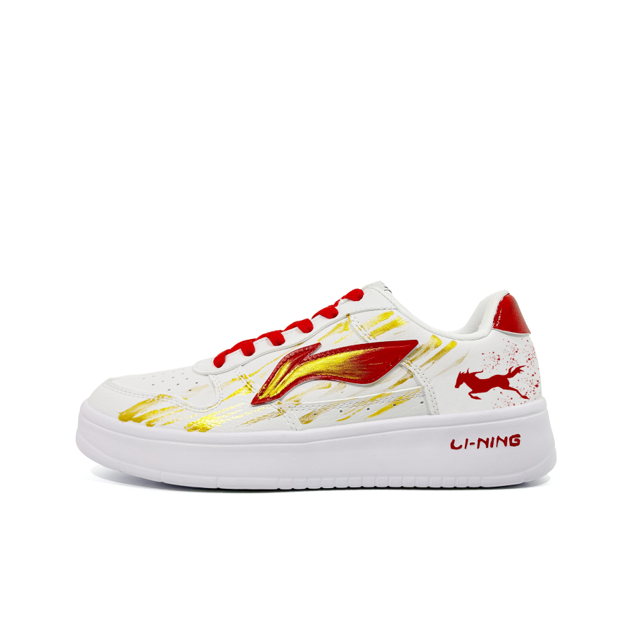 Li-Ning Li Ning Floating Boat Abrasion Resistant, Lightweight, And Breathable Low top Skateboard Shoes Men's Red White Gold