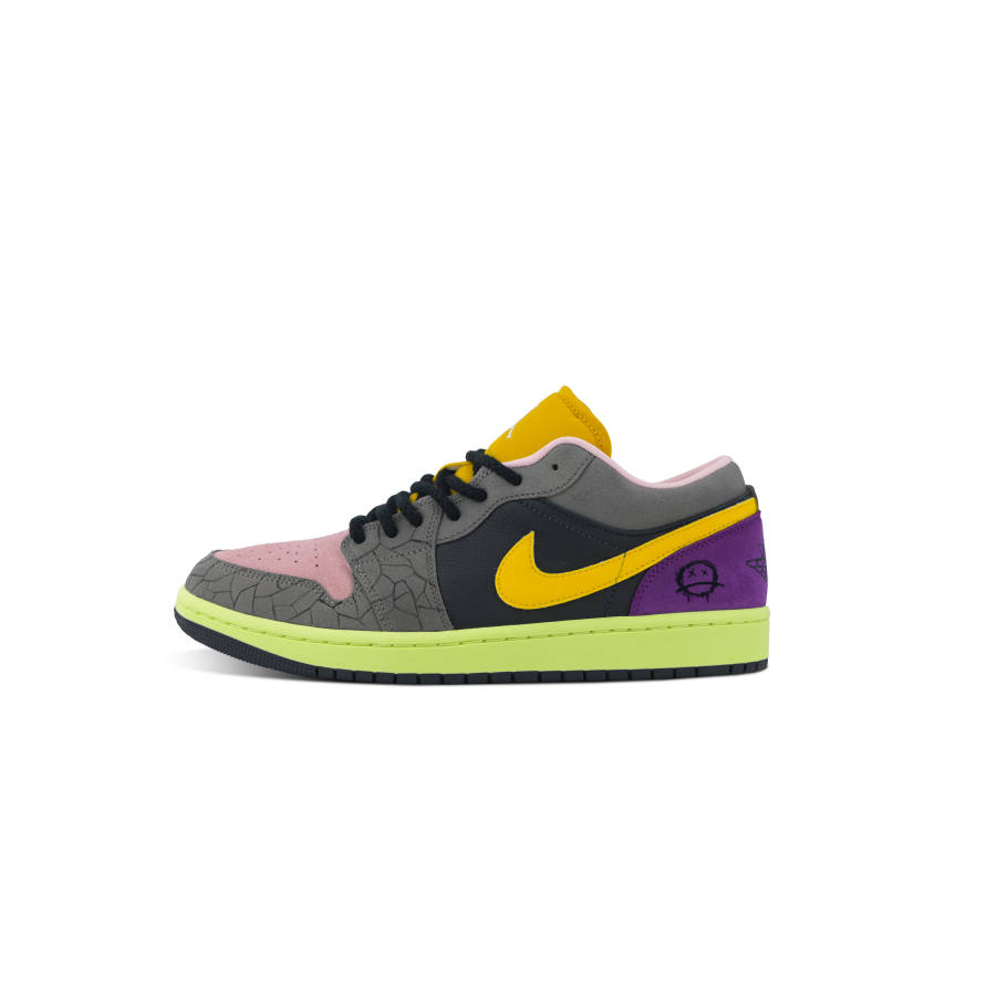 Jordan Jordan Air Jordan 1 Abrasion Resistant Low top Skateboard Shoes Unisex Black Yellow Green