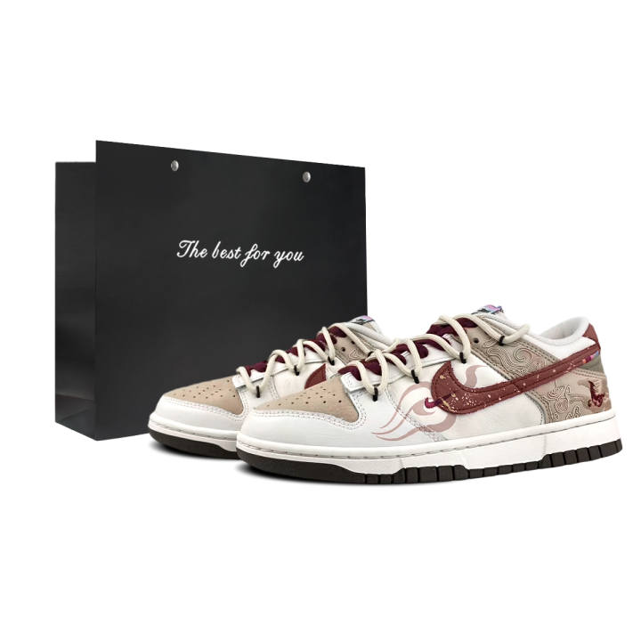Nike Nike Dunk Low top Skateboard Shoes Men's Red Beige