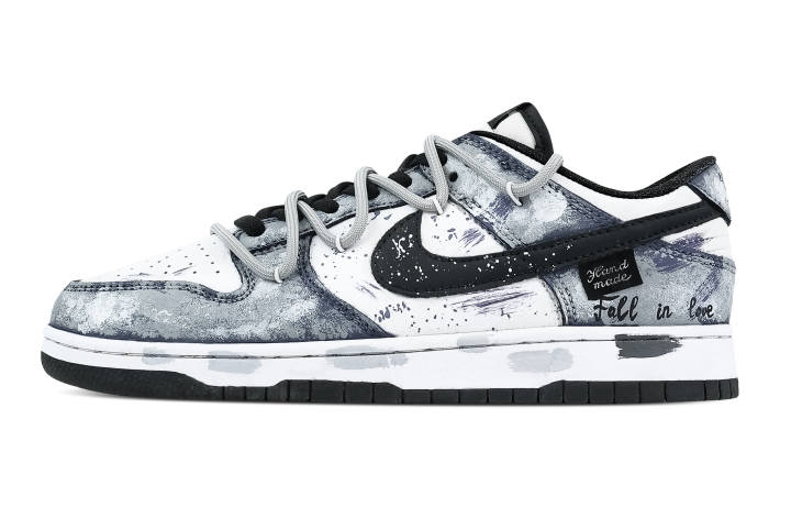 Nike Nike Dunk Thunder Sea 2 Leather Slip Resistant Abrasion Resistant Low top Skateboard Shoes Gray White Kids'
