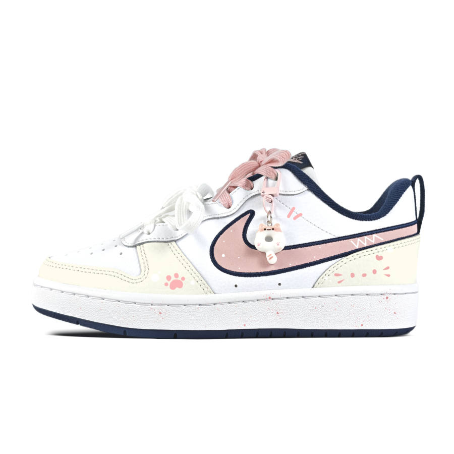 Nike Nike Court Borough Yellow Cat Paw Abrasion Resistant Slip Resistant Skateboard Shoes White Teenagers