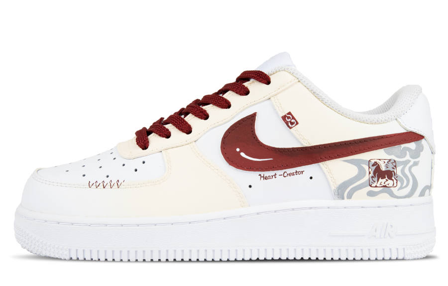 Nike Nike Leather Breathable And Slip Resistant Low top Skateboard Shoes Unisex Red White