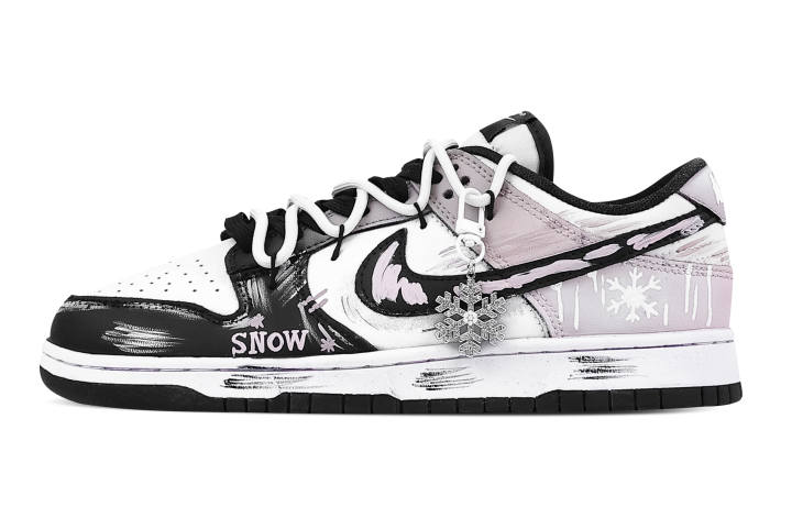 Nike Nike Dunk Cherry Blossom Snow Dance Slip Resistant Abrasion Resistant Low top Skateboard Shoes Unisex Black Pink