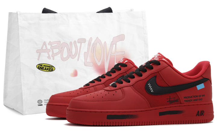 Nike Nike Air Force 1 Dahongpao Tea X Curve Low top Skateboard Shoes Unisex Red Black